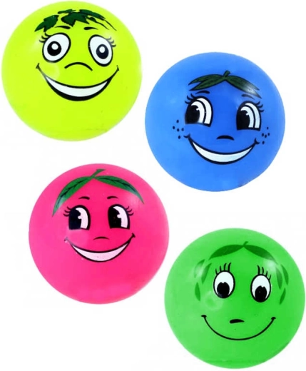 Hoppende gummibold smiley frugt med lys 5,2 cm - 1 stk.