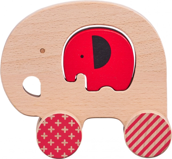 Træk-elefant i træ med elefantunge PETIT COLLAGE