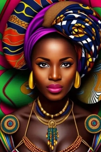 Diamantmaling Afrikansk kvinde 30 × 40 cm