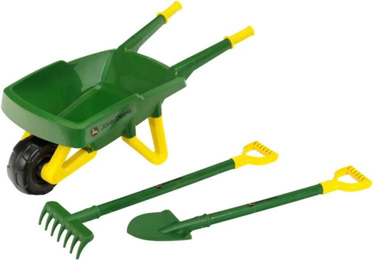 John Deere børnehavesæt med trillebør, skovl og rive