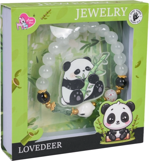 Børnesmykkesæt Panda med hvidt armbånd