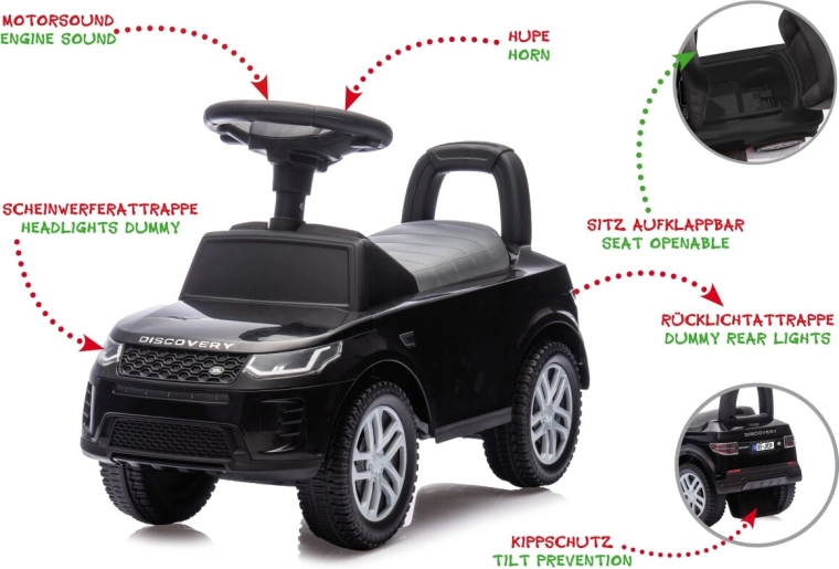 Børne-gåbil og gåvogn Land Rover Discovery sort 2 i 1