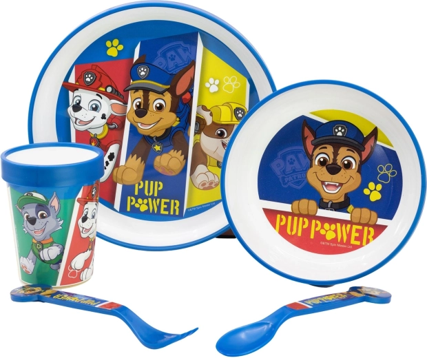 Paw Patrol Pup Power premium skridsikkert morgenmadssæt med 5 dele