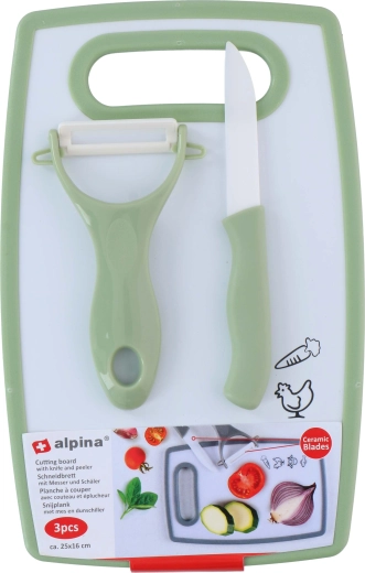 Køkkensæt ALPINA – skærebræt, kniv og skræller