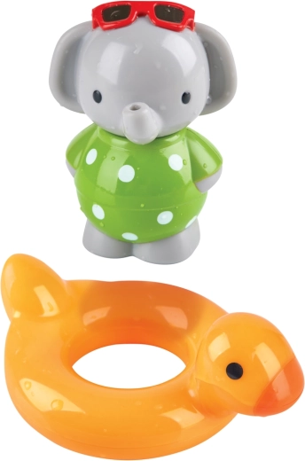 Svømmende elefant med badeand til vand
