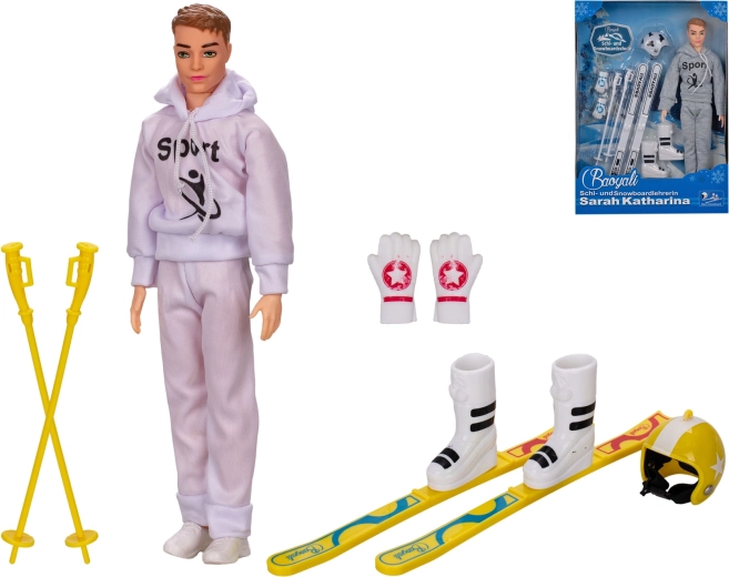 Skifigur med vintertøj og tilbehør