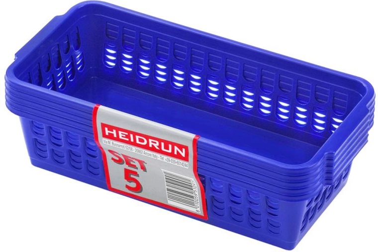Plastikkurve HEIDRUN 20,5 × 10 × 6,5 cm, sæt med 5 stk., farvemix