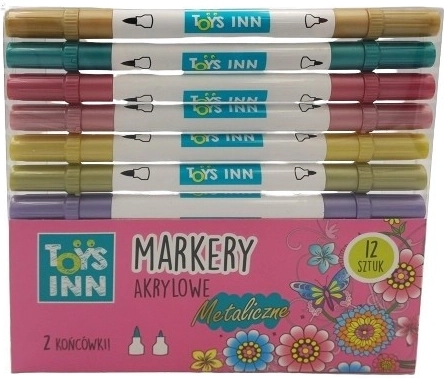 Akryl metallic tuscher med dobbelt spids 12 stk.