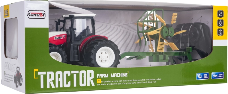 RC traktor til børn med høvender 1:24 – rød