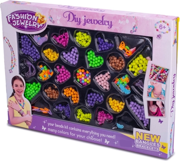 Perler til snøring i æske – kreativt sæt til børn 6+