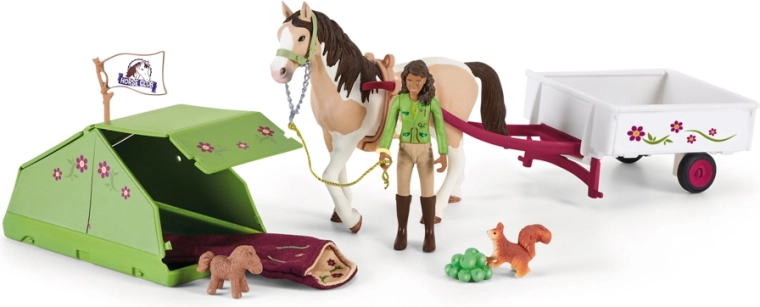 Schleich Horse Club Sarah med sin pinto-hoppe på camping