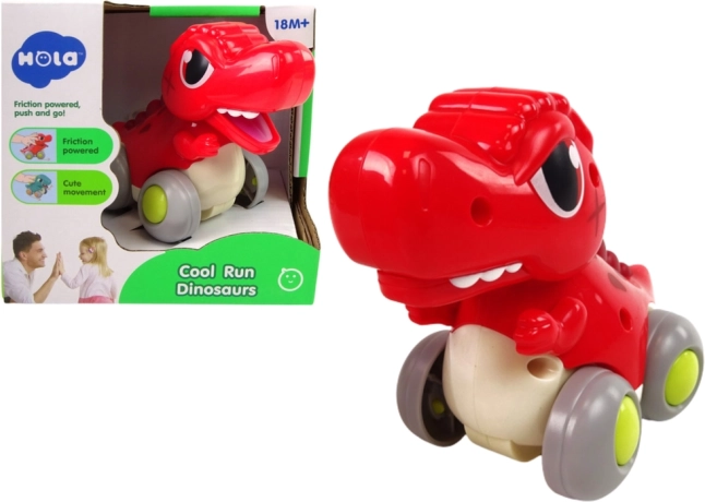 Rød dinosaur på hjul T‑Rex – trække/friktionslegetøj til de mindste