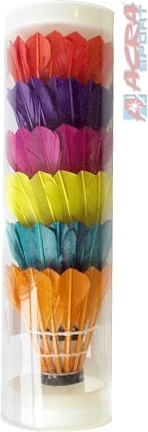 KUBIsport fjer-badmintonbolde i to farver, 6 stk. i tube