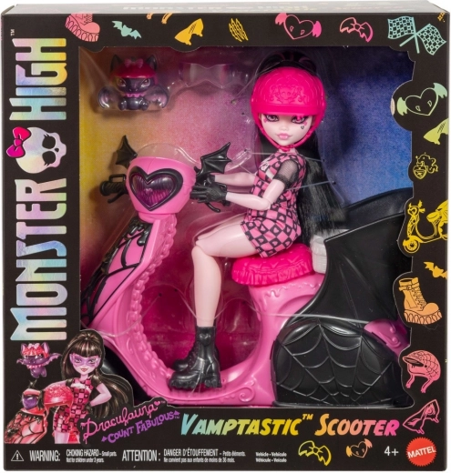 Monster High Draculaura med vampyr-scooter og flagermus