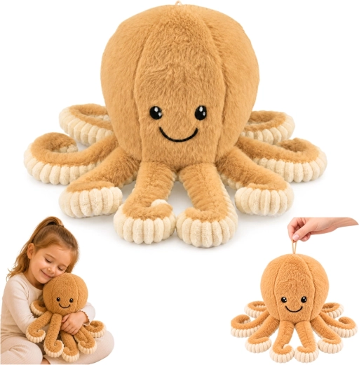 Plysblæksprutte med elastiske tentakler beige 30 cm - 1 stk.