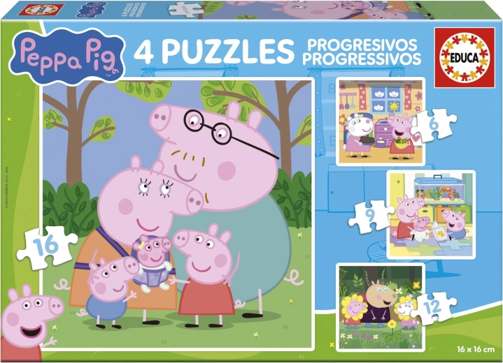 Puslespil PEPPA GRIS 4i1 (6–16 brikker) EDUCA