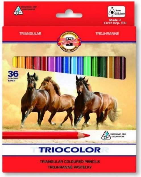 Trekantede farveblyanter KOH-I-NOOR TRIOCOLOR, 36 stk.