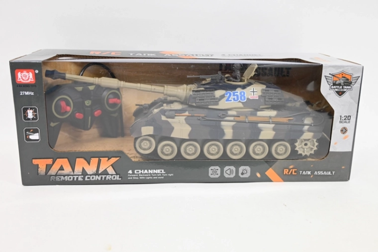 Fjernstyret tank Tank Assault i målestoksforholdet 1:20 – Camouflage – batteridrevet