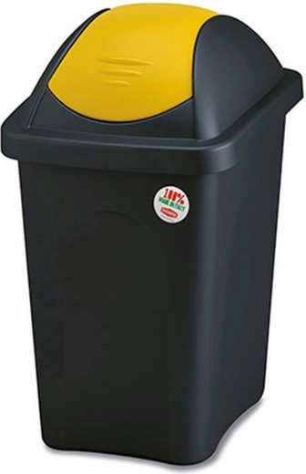 Vippelåg affaldsspand MULTIPAT 30 l, rektangulær, sort‑gul låg