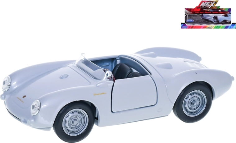 Welly Porsche 550 Spyder metalbilmodel sølvfarvet 12 cm