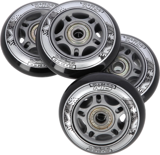 Sæt med sorte hjul 70 × 24 mm med ABEC 9-lejer NILS EXTREME