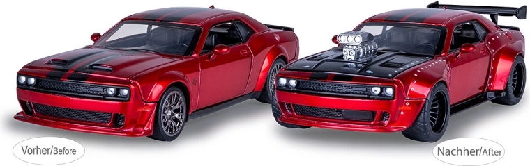 Metalmodel Dodge Challenger SRT Jailbreak 1:36 rød 2-i-1