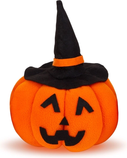 Halloween-tekstildekoration af et græskar med sort hat