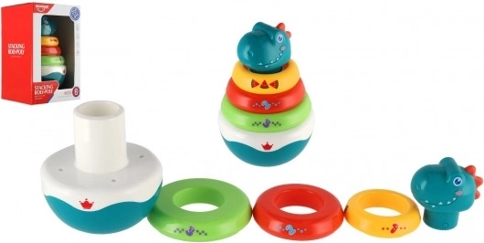 Vippende dinosaur med stabelringe (pyramide) 16 cm
