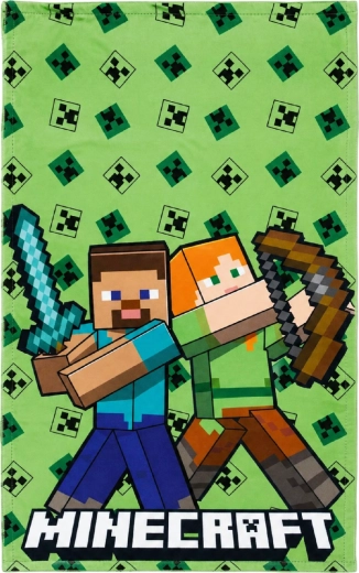 Håndklæde Minecraft 30 × 50 cm grønt – Steve og Alex