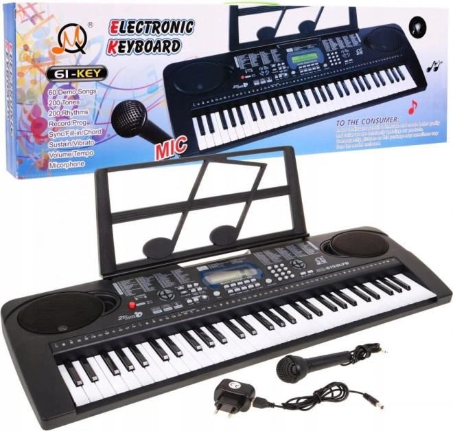 Børne-keyboard med mikrofon og nodestativ