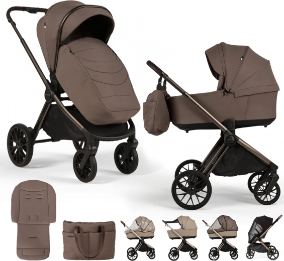 Kombineret barnevogn Adamex Bianco New 2 i 1 Chocolate Fango