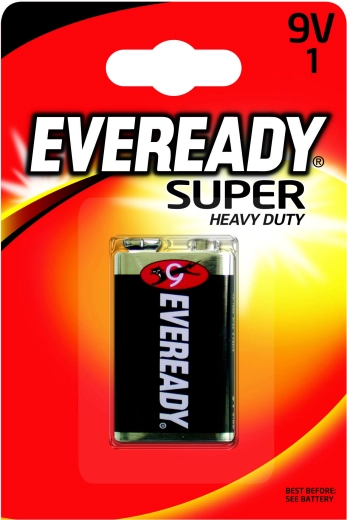 Energizer Eveready Super Heavy Duty 9V zink-klorid batteri 6F22