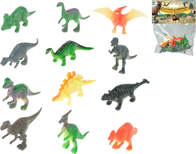 Sæt med dinosaurfigurer 5 cm, 12 arter, 12 stk i pose