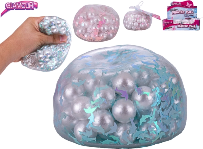 Antistress glamourbold med knasende kugler 9,5 cm