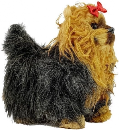 Interaktiv plyshund york – bevæger sig og gør, brun‑sort