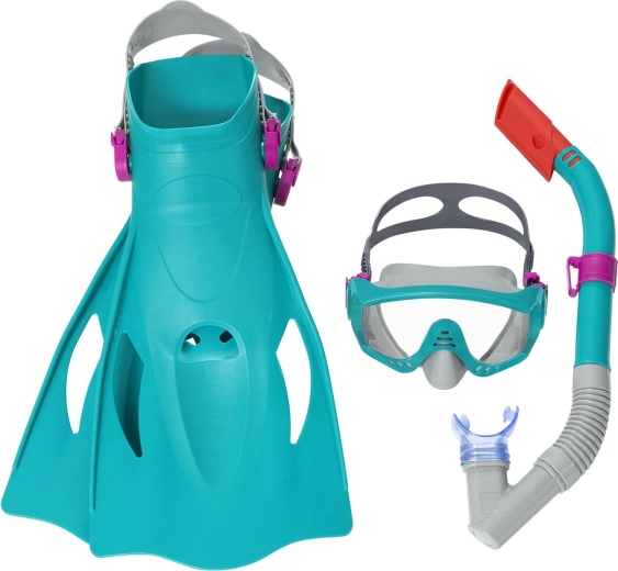 Turkis snorkelsæt BESTWAY – maske, snorkel og justerbare finner 41–46