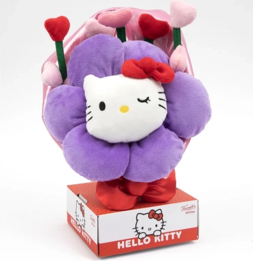 Hello Kitty plysbamse med buket 30 cm