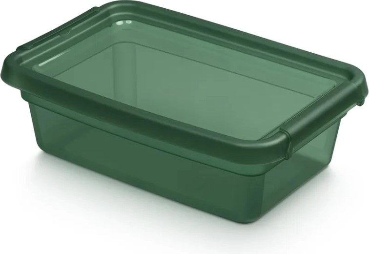 BASESTORE opbevaringsboks i plast med låg og klips 3 l pine