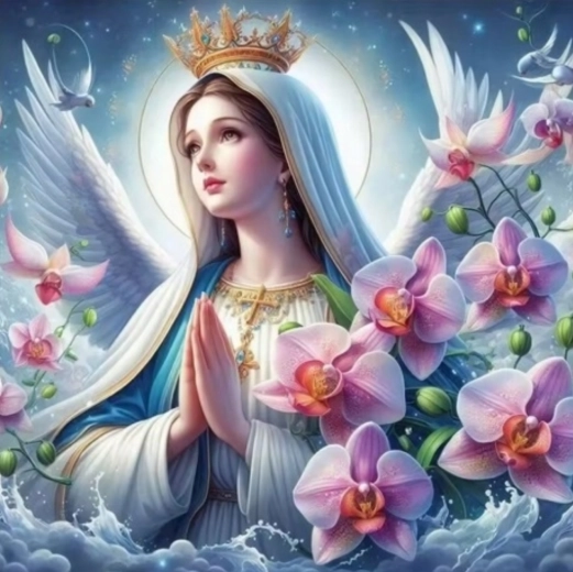 Diamantmaling jomfru maria med englevinger 30 × 40 cm