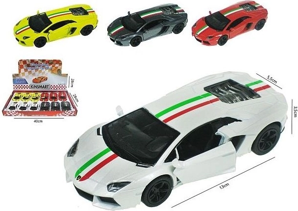 Bilmodel Lamborghini Aventador med pull-back-træk 13 cm - 1 stk.