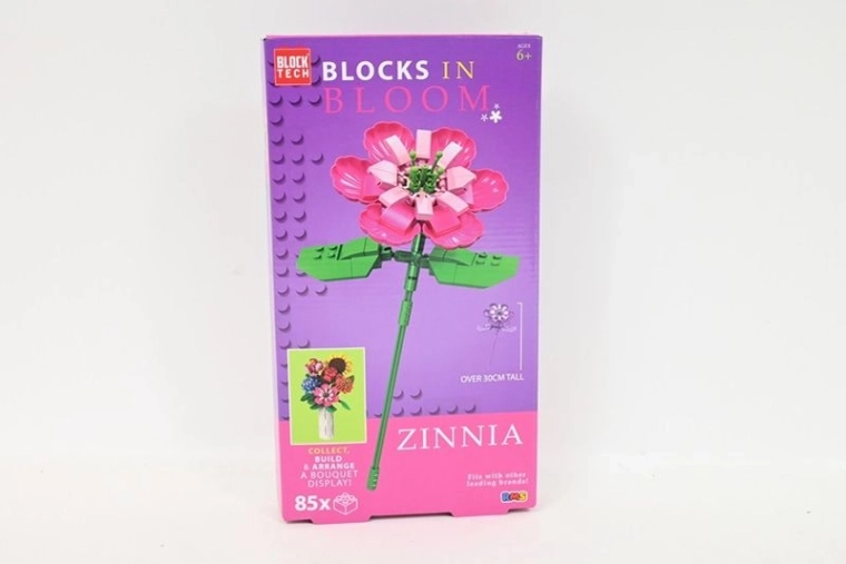 Byggesæt – zinnia-blomst i fuldt flor