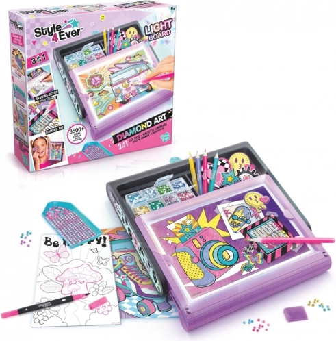 Style4Ever diamantmaling 3 i 1 – lysende kuffert