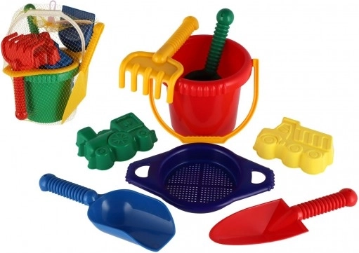 Plastsæt til sand i net til børn fra 12 måneder