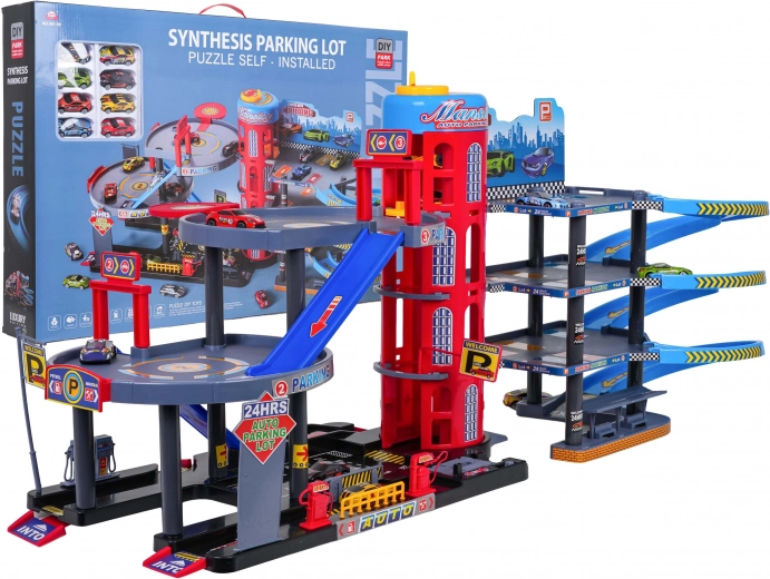 mega parkeringsgarage med små biler