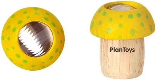 PlanToys kalejdoskop i form af en gul svamp