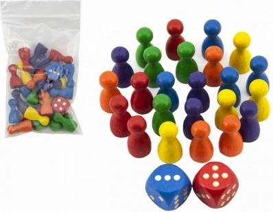 Reserve træfigurer 25 mm og 2 terninger til brætspil