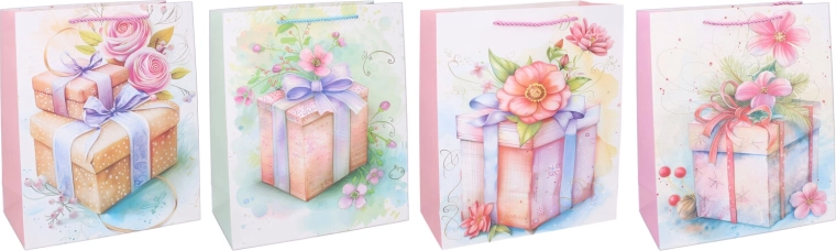 Gavepose af papir L 30 × 40 × 12 cm – helårsmotiv