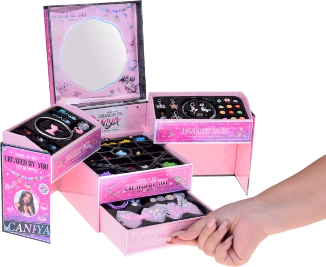 Overskuelig, udfoldelig smykkeæske med spejl