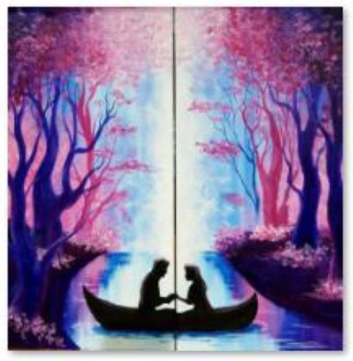 Diamantmaling (diamond painting) forelsket par 30 × 30 cm - 1 stk