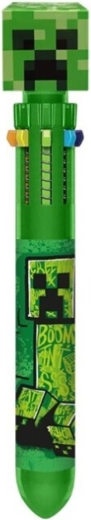Ti-farvet Minecraft Creeper-kuglepen med 3D-topper - 1 stk.